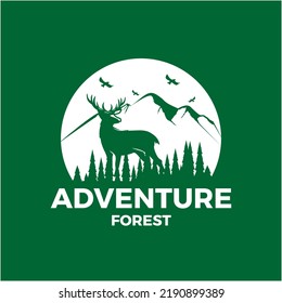 Logo for Adventure , Emblems and Badges. Forest Vector Illustration Design Template