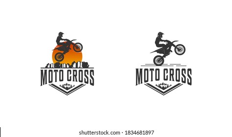 logo adventure using a motorcycle around the mountain trails in white background