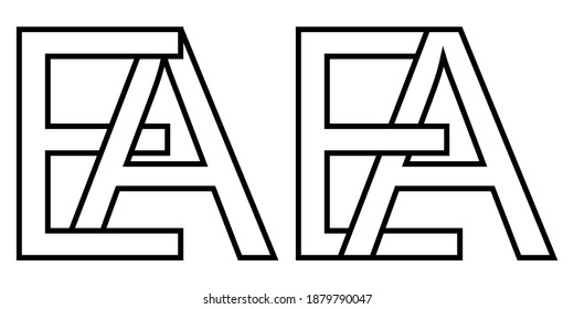 Logo ae ea icon sign two interlaced letters A E, vector logo ae ea first capital letters pattern alphabet a e
