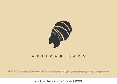 Logo afrikanische Dame Silhouette Turban Kopf-Deckenkleidung