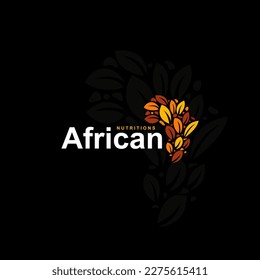 Logo with african map icon consisting of leaf ornaments