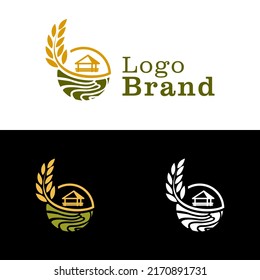 logo agriculture paddy, rice, wheat modern logo brand