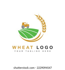 logo for agriculture, wheat farming icon, vector illustration
