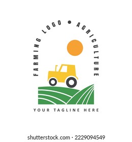 logo for agriculture, wheat farming icon, vector illustration
