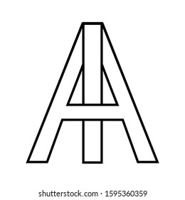 Logo ai icon sign two interlaced letters A, i vector logo ai first capital letters pattern alphabet a, i