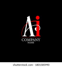 A I Logo. AI Letter Design Template Vector with Black Red Color.