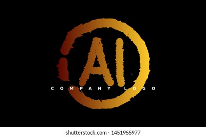A I Logo. AI Letter Design Vector with gold color. grunge style