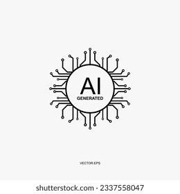 logo AI Processor vector icon. Chipset AI for device or, AI generative art creative circuit concept in digital, Ai vector microchip circuit
