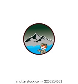 logo aikon seekr tiger who is on an adventure looking for the beauty of the sea and mountains