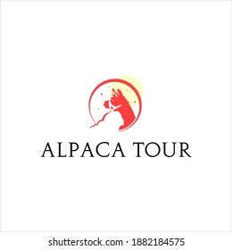 Logo alpaca simple head bold for animal vector or icon design template in travel and tourism industry