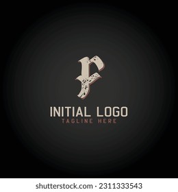 Logo of alphabet initial Gothic Style icon design, vector illustration.