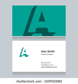 Logo alphabet letter "A", with business card template. Vector graphic design elements for company logo.