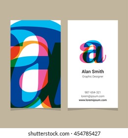 Logo alphabet letter "a", with business card template. Vector graphic design elements for company logo.