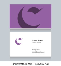 Logo alphabet letter "C", with business card template. Vector graphic design elements for company logo.