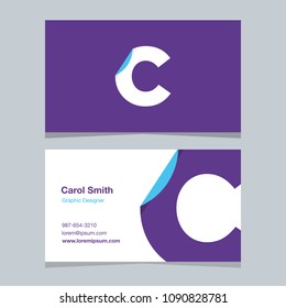 Logo alphabet letter "C", with business card template. Vector graphic design elements for company logo.