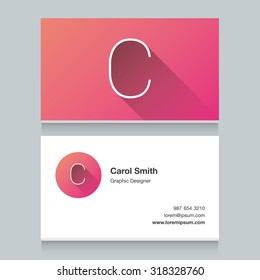 Logo alphabet letter "C", with business card template. Vector graphic design elements for your company logo.