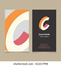 Logo alphabet letter "C", with business card template. Vector graphic design elements for company logo.