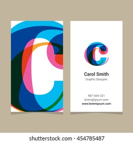 Logo alphabet letter "c", with business card template. Vector graphic design elements for company logo.