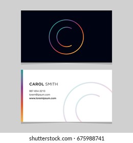 Logo alphabet letter "C", with business card template. Vector graphic design elements for company logo.