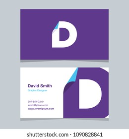 Logo alphabet letter "D", with business card template. Vector graphic design elements for company logo.