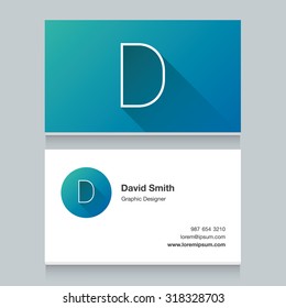 Logo alphabet letter "D", with business card template. Vector graphic design elements for your company logo.