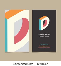 Logo alphabet letter "D", with business card template. Vector graphic design elements for company logo.