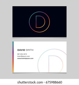 Logo alphabet letter "D", with business card template. Vector graphic design elements for company logo.