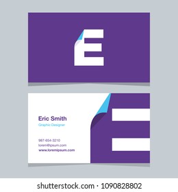 Logo alphabet letter "E", with business card template. Vector graphic design elements for company logo.