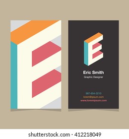 Logo alphabet letter "E", with business card template. Vector graphic design elements for company logo.