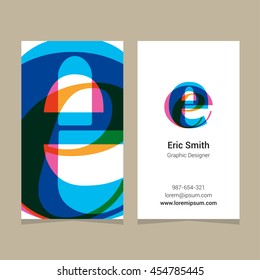 Logo alphabet letter "e", with business card template. Vector graphic design elements for company logo.