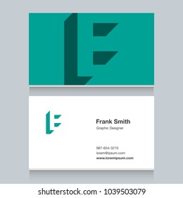 Logo alphabet letter "F", with business card template. Vector graphic design elements for company logo.