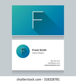 Logo alphabet letter "F", with business card template. Vector graphic design elements for your company logo.