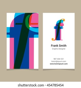 Logo alphabet letter "f", with business card template. Vector graphic design elements for company logo.