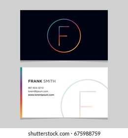 Logo alphabet letter "F", with business card template. Vector graphic design elements for company logo.