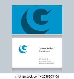 Logo alphabet letter "G", with business card template. Vector graphic design elements for company logo.