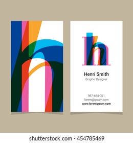 Logo alphabet letter "h", with business card template. Vector graphic design elements for company logo.