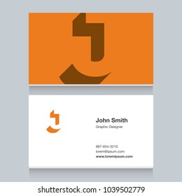 Logo alphabet letter "J", with business card template. Vector graphic design elements for company logo.