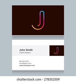 Logo alphabet letter "J", with business card template. Vector graphic design elements for your company logo.
