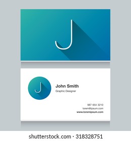 Logo alphabet letter "J", with business card template. Vector graphic design elements for your company logo.