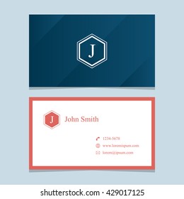 Logo alphabet letter "J", with business card template. Vector graphic design elements for company logo.
