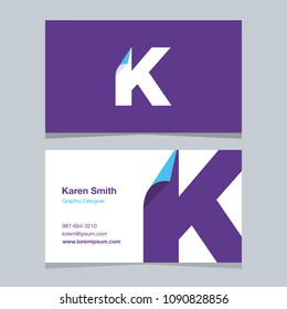 Logo alphabet letter "K", with business card template. Vector graphic design elements for company logo.