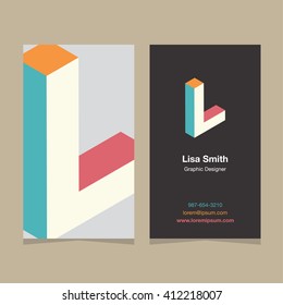 Logo alphabet letter "L", with business card template. Vector graphic design elements for company logo.