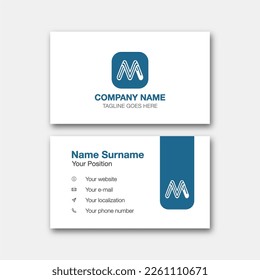 Logo alphabet letter "M", with business card template. Vector graphic design elements for company logo. Editable vector design.