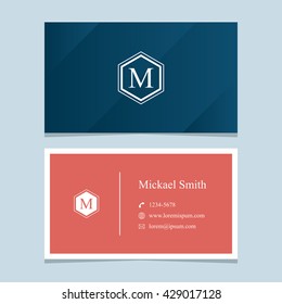 Logo alphabet letter "M", with business card template. Vector graphic design elements for company logo.