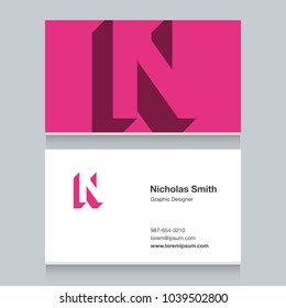 Logo alphabet letter "N", with business card template. Vector graphic design elements for company logo.