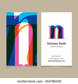 Logo alphabet letter "n", with business card template. Vector graphic design elements for company logo.