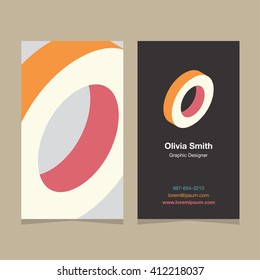 Logo alphabet letter "O", with business card template. Vector graphic design elements for company logo.