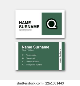 Logo alphabet letter "Q", with business card template. Vector graphic design elements for company logo. Editable vector design.