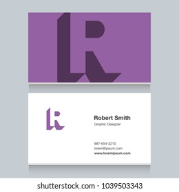 Logo alphabet letter "R", with business card template. Vector graphic design elements for company logo.