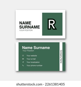Logo alphabet letter "R", with business card template. Vector graphic design elements for company logo. Editable vector design.